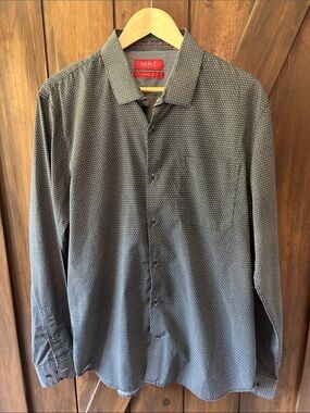 Bruno Milano charcoal patterned long-sleeve men's shirt size XL
